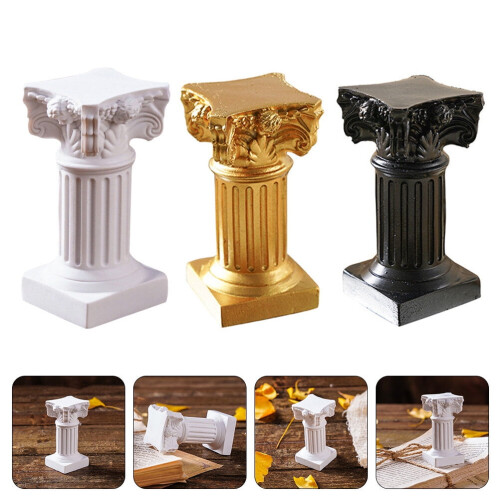 Set di 3 colonne decorative romane nere