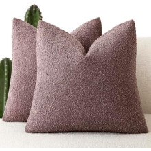 2 stuks donkerpaarse, getextureerde bouclé sierkussenhoezen van 50 x 50 cm – gezellige geweven sierkussenhoezen voor bank, stoel en slaapkamer;