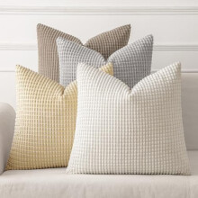 Neutrale Harmony 20x20” kussenhoezen set van 4 – Rustieke boho corduroy sierkussens in boerderijstijl, Scandinavische woondecoratie voor bank,