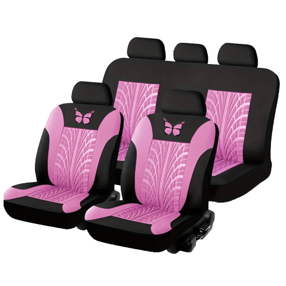 Auq 5Pcs Car Seat Covers,Fabric Seat Covers,Car Seat Covers Front Seats, Pink 9423501670533