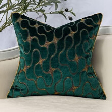 Groene vierkante sierkussenhoes van golvend fluweel met ritssluiting, moderne kussenhoes voor bank, fauteuil, slaapkamer, woonkamer en stoel, 45 x 45