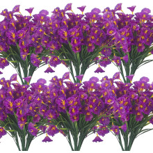 Lot de 24 fleurs de liseron artificiel résistantes aux UV pour jardin, porche et jardinière (violet) – Convient à une utilisation extérieure