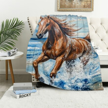 Couverture en flanelle Ă motif cheval aquarelle 50 x 60 pouces