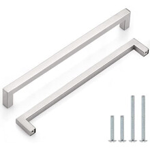 Lot de 20 poignées de tiroir carrées en nickel satiné, entraxe de 25,4 cm (10 po), pour armoires, commodes et penderies