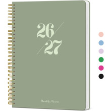 Agenda Mensal Verde com Calendário de 24 Meses, 17,8 cm x 25,4 cm