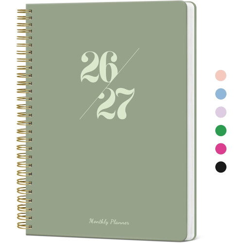 Agenda mensual verde, 24 meses, 7"x10"