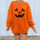 Damen-Sweatshirt mit langen Ärmeln, Kürbisgesicht-Print, lässiges Pullover-Top, Bluse 1