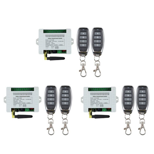 12V 24V 36V 10A 433MHz 4 Channel Wireless Relay RF Remote Control  Receiver+4CH Transmitter,3 Receiver 6 Remote