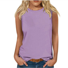 Zomerse tops voor dames: tanktops, plus size tops met ronde hals, mouwloze tops, modieuze effen kleuren, casual T-shirts en shirts