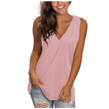 Letné topy pre ženy Dámske tielka Plus Size s výstrihom do V, topy bez rukávov, voľné vesty, blúzky, módne jednofarebné strihy, ležérne