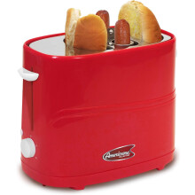 Grille-pain à hot-dogs et pains Elite by Americana ECT-542R rétro à ouverture automatique, 2 tranches, rouge — compatible avec les saucisses
