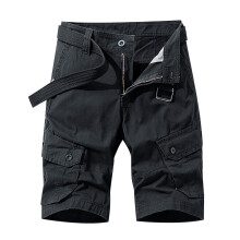 Pantalones cortos casuales de ocio con cinturón cargo y múltiples bolsillos para hombre.
