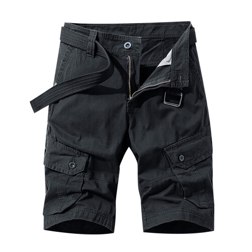 Short cargo décontracté pour homme, uni, multipoches