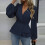 Dame elegant blazer slim fit v-hals langermet 6