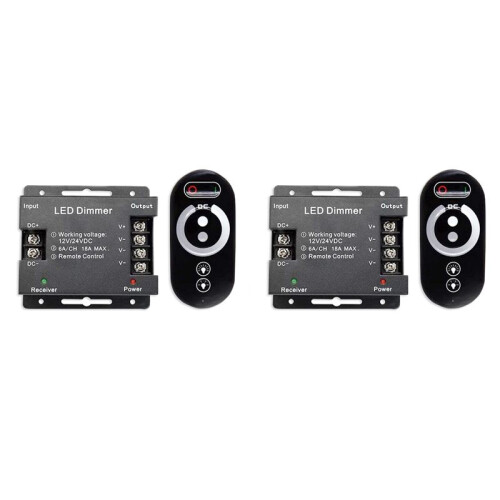 2X 18A LED Monochrome Controller Dimmer 12V 24V with RF Wireless Touch Remote Control for Single Color Light Bar