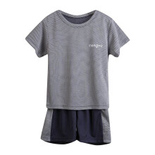 Conjunto de verano para bebé niño/niña, manga corta, moda patchwork, color, transpirable, malla, tops y shorts, 2 piezas, ropa deportiva.