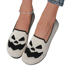 Mocassini da donna leggeri per Halloween, con grazioso motivo a fantasmi e zucche, lavorati a maglia, comodi e traspiranti, scarpe casual per donna.