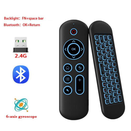 2X Flying Mouse 2.4G+ Double Modèle Clavier Rétroéclairé Coloré Télécommande Intelligente TV Box Télécommande 2