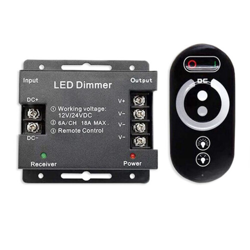2X Dimmer Controller Monocromatico LED 18A 12V 24V con Telecomando Touch Wireless RF per Barra Luminosa Monocromatica 1