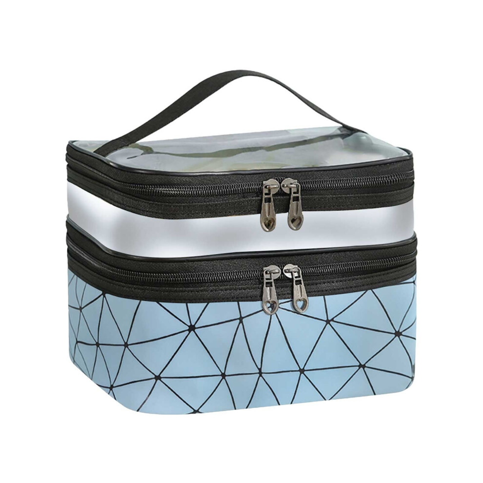 Double Layer Travel Cosmetic Organizer Makeup Bag Toiletry Storage Pouch For Women