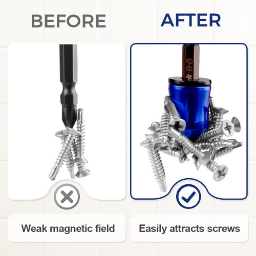 Universal Magnetic Screw Ring, Removable Magnetizer for Hex Screwdriver and Power Bits 1