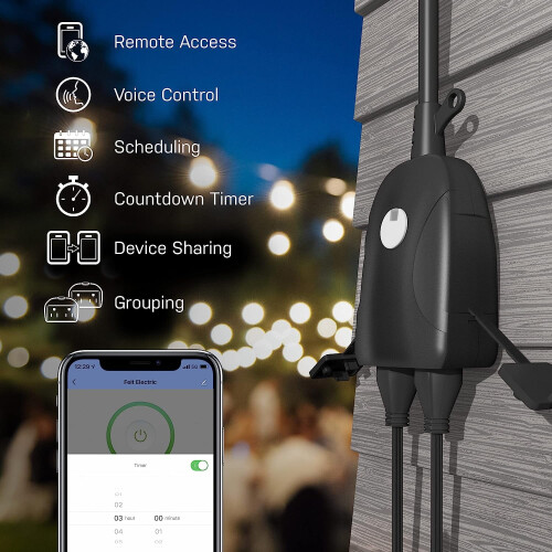 Älykäs Wi-Fi-kaksoispistorasia 120V 15A 2