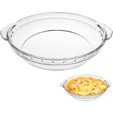 Glass Pie Plate 8 Inch Round Deep Dish Pie pan with Handles Clear Baking Pan for Pie Cheese Cakes, 22.5x20CM