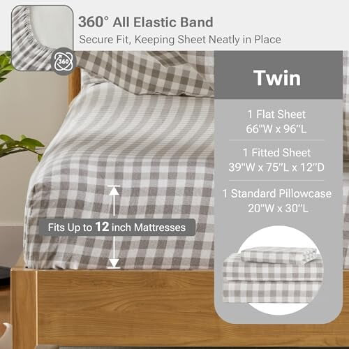 Σετ σεντόνια True North Cotton Flannel Twin-3 τεμαχίων γκρι 2