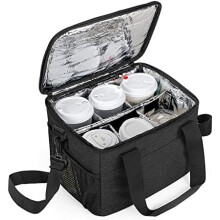 Reusable 6-Cup Insulated Drink Carrier with Handle & Strap, Adjustable Dividers – Compatible with Takeout, Travel, Outdoors