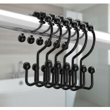 Anneaux de rideau de douche Ă double glissement noir mat, lot de 12