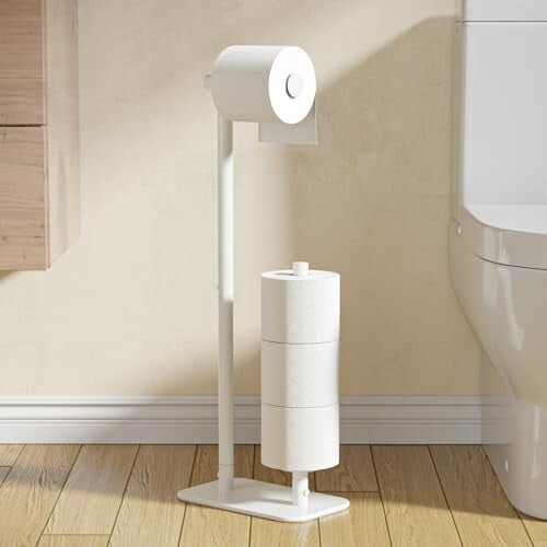 Freestanding Toilet Paper Holder White 4-Roll Rustproof