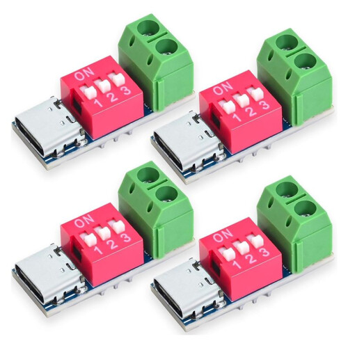 USB-C PD Trigger Board Module PD/QC Decoy Fast Charging USB Type-C to 12V High Speed Charger Power Output Boost 4pcs