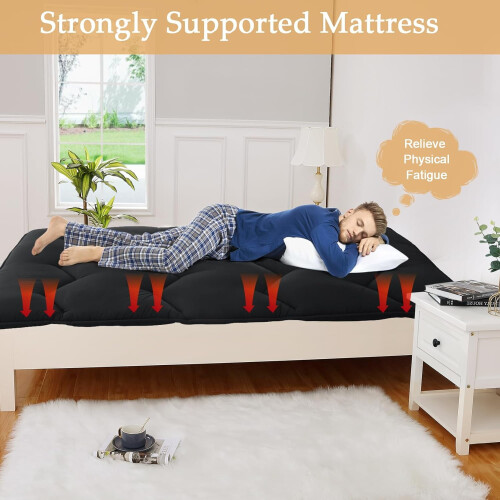 futon japonais pliable noir, format queen size 1