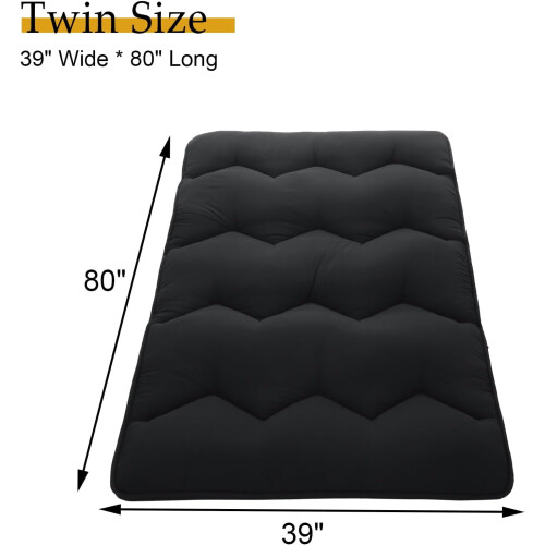futon japonais pliable noir, format queen size 2