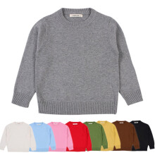 Todder Kid Little Boy Girl Solid Color Basic Pullover Knit Sweater