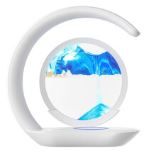 15W Draadloze Oplader met Drijfzand Schilderij Nachtlamp Tafelblad Decoratie Snellaadstation Blauw