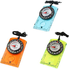 Orange+Blue+Green Outdoor Compass w/ Adjustable Declination, Magnifier, Ruler, Scale – Waterproof Orienteering Compass for Hiking & Map Reading