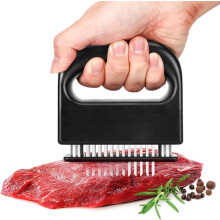 Heavy Duty Meat Tenderizer with 48 Stainless Steel Blades, Compatible with Sharp Needle Blades – for Beef, Turkey, Chicken, Steak, Veal, Pork, Fish