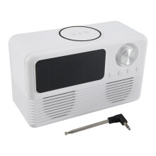 15W Wireless Speaker with Charger and Clock Radio,4 In1 Wireless Charging Station with FM Radio for Home White