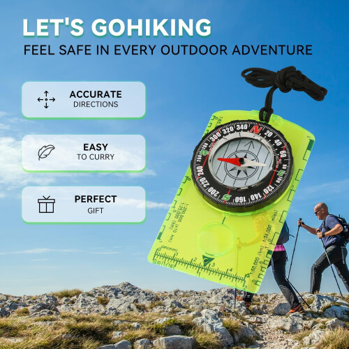 Clear+Green Εξωτερική Πυξίδα με Ρυθμιζόμενη Απόκλιση, Μεγεθυντικό Φακό, Χάρακα & 2