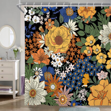 Sprchový záves s kvetinovým vzorom Boho72x72 palcov, polyester, s 12