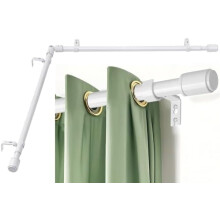 2,5 cm kraftig hjørnegardinstangsett, 76–183 cm, hvit