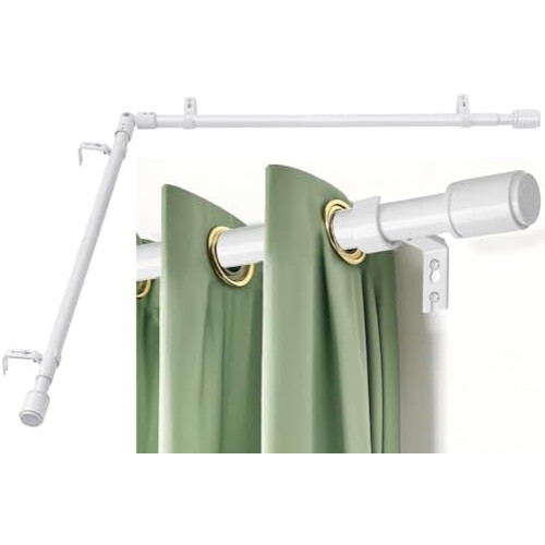 Set de bare de perdea de colț rezistente, 2,5 cm, 76-198 cm, alb