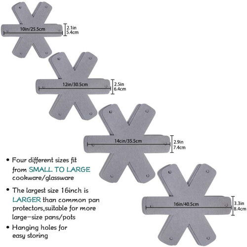 Clearance! 12pc Pan Protectors (4 Sizes), Thick Gray Separator Pads for Stacking & Protecting Cookware 1