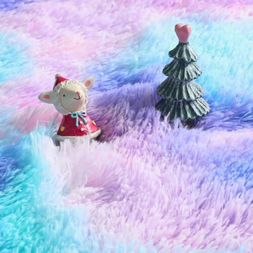 Purple rainbow round shag rug 6 ft 2