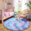 Purple rainbow round shag rug 6 ft 4
