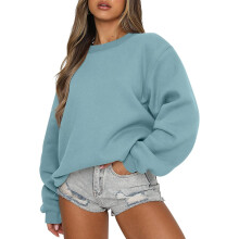 Sweat-shirt à manches longues pour femme, col rond, coupe ample, pull à capuche en polaire, haut d'automne