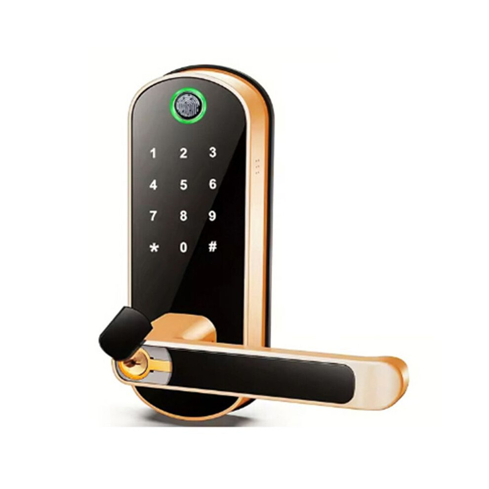 Tuya Wifi Fingerprint Door Lock App Remote Control Keyless Wifi Digital Touchscreen Lock Nfc Ip67 Gold 4712629722237