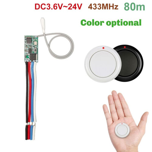 433MHz RF Remote Control , Wireless  Relay for  3.6V-24V Devices Black 2