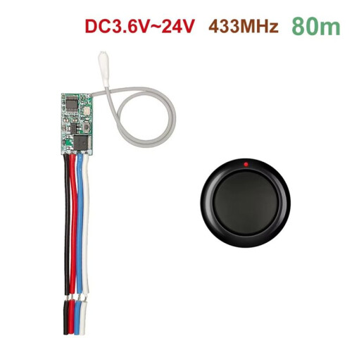 433MHz RF Remote Control , Wireless  Relay for  3.6V-24V Devices Black 1